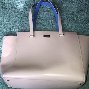 Kate Spade large tote: pink/cream with blue lining